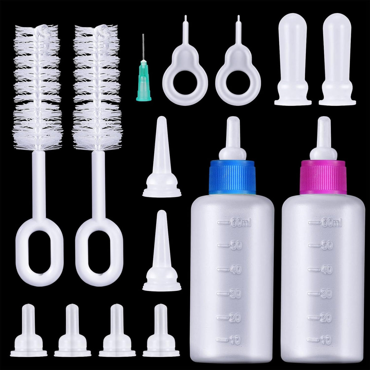 Tondiamo 16 Pieces Pet Feeding Bottle Kit Kitten Bottles Kitten Milk Replacer Puppy Milk Feeder