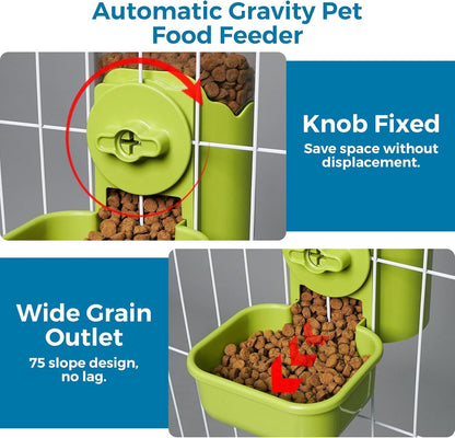 VANNON Small Animal Hanging Automatic Food Dispenser, 35oz Gravity Pet Feeder for Cage, Food Bowl