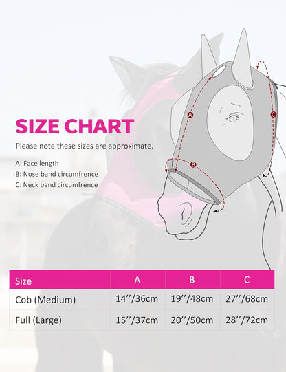 Harrison Howard Horse Fly Mask with Forelock Opening Stretch Breathable and Comfortable for Horses