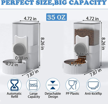 kathson Rabbit Gravity Auto Feeder Set 35oz Hanging Automatic Food Water Dispenser Cage Automatic