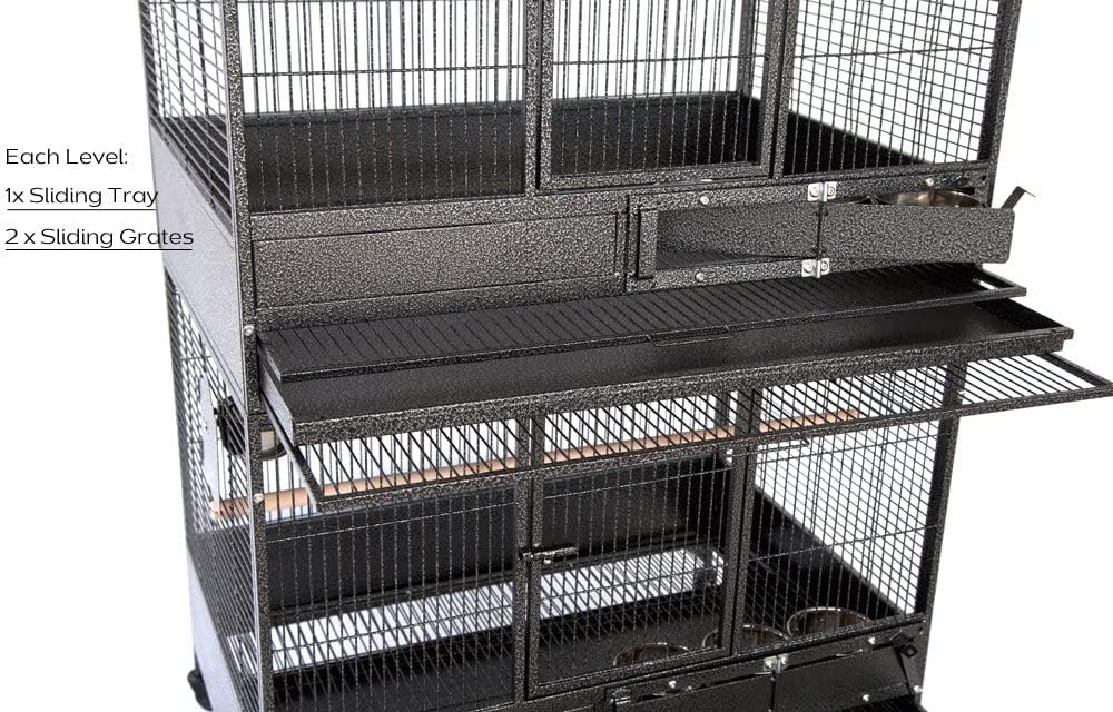 Extra Large Stackers Heavy Duty Wrought Iron Breeder Parrot Aviary Bird Breeding Rolling Cage with