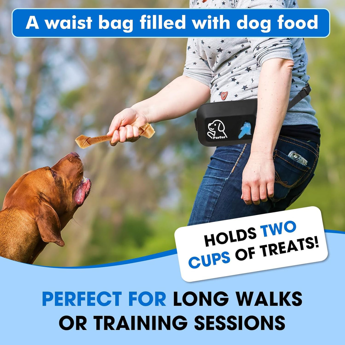 Dog Treat Pouch with Clicker & Poop Bag Holder – Waterproof Silicone, Adjustable Waist Belt for
