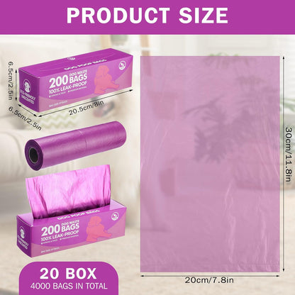 Sherr 20 Boxed Rolls 4000 Counts Dog Poop Bags Bulk Leak Proof Dog Waste Bags Universal Pet Doggy