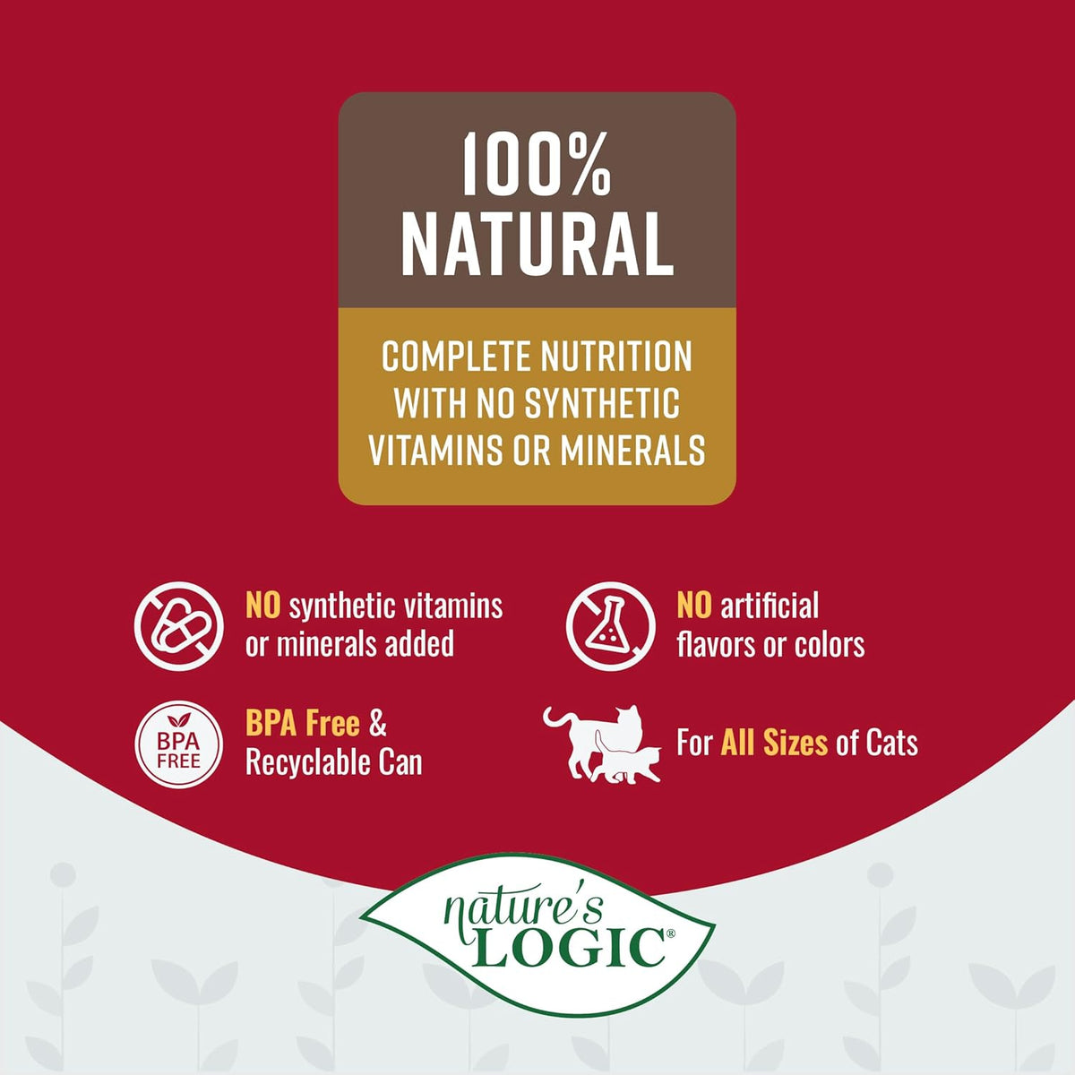 Nature's Logic Wet Can Cat Food - Feline Beef Feast 95% Animal Ingredients - No Synthetic Vitamins