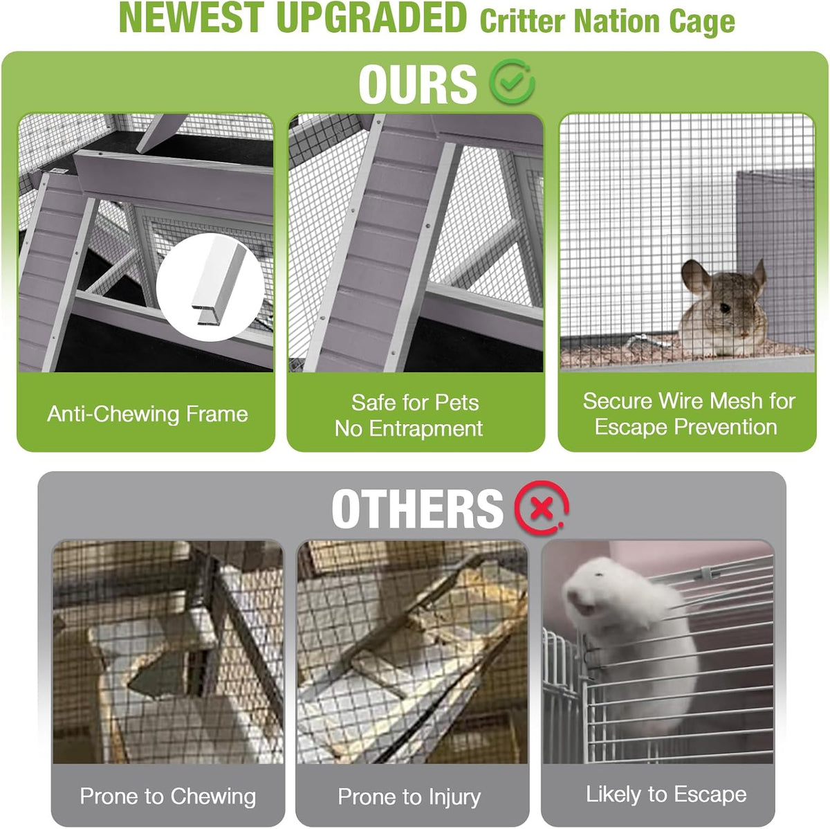 GUTINNEEN Large Chinchilla Cage, 4 Levels Ferret Cage - Large Critter Nation Hutch with Chew-Proof