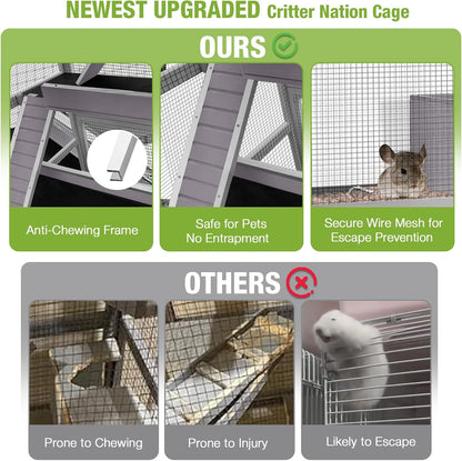 GUTINNEEN Large Chinchilla Cage, 4 Levels Ferret Cage - Large Critter Nation Hutch with Chew-Proof