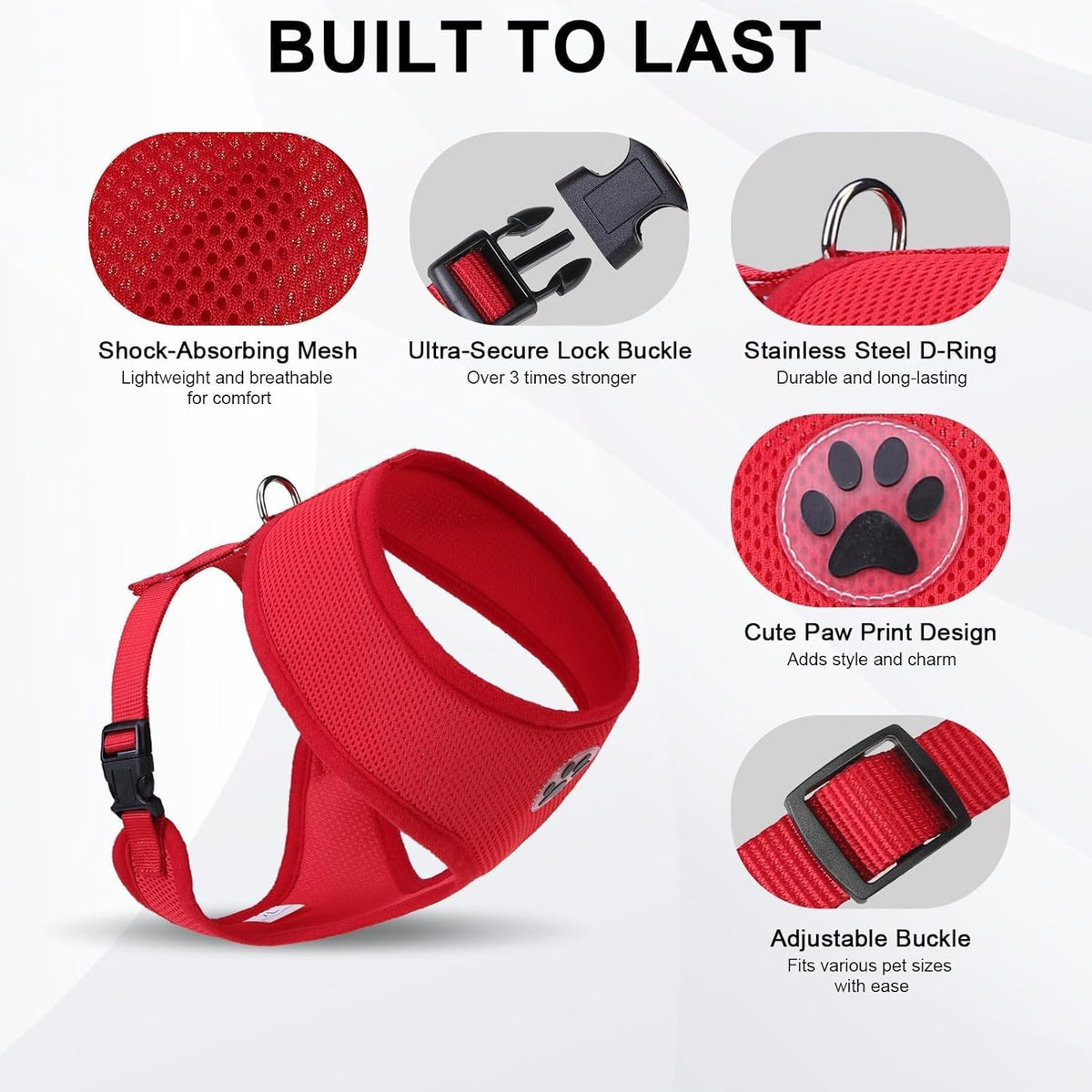 BINGPET No Pull Dog Harness for Small Medium Dogs,All Weather Mesh Step in Vest Harness for Small