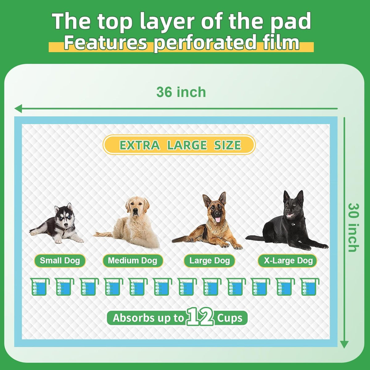 Dog Pads Extra Large 30"x36", 30-Count XXL Puppy Pads, Super Absorbent Pee Pads for Dogs