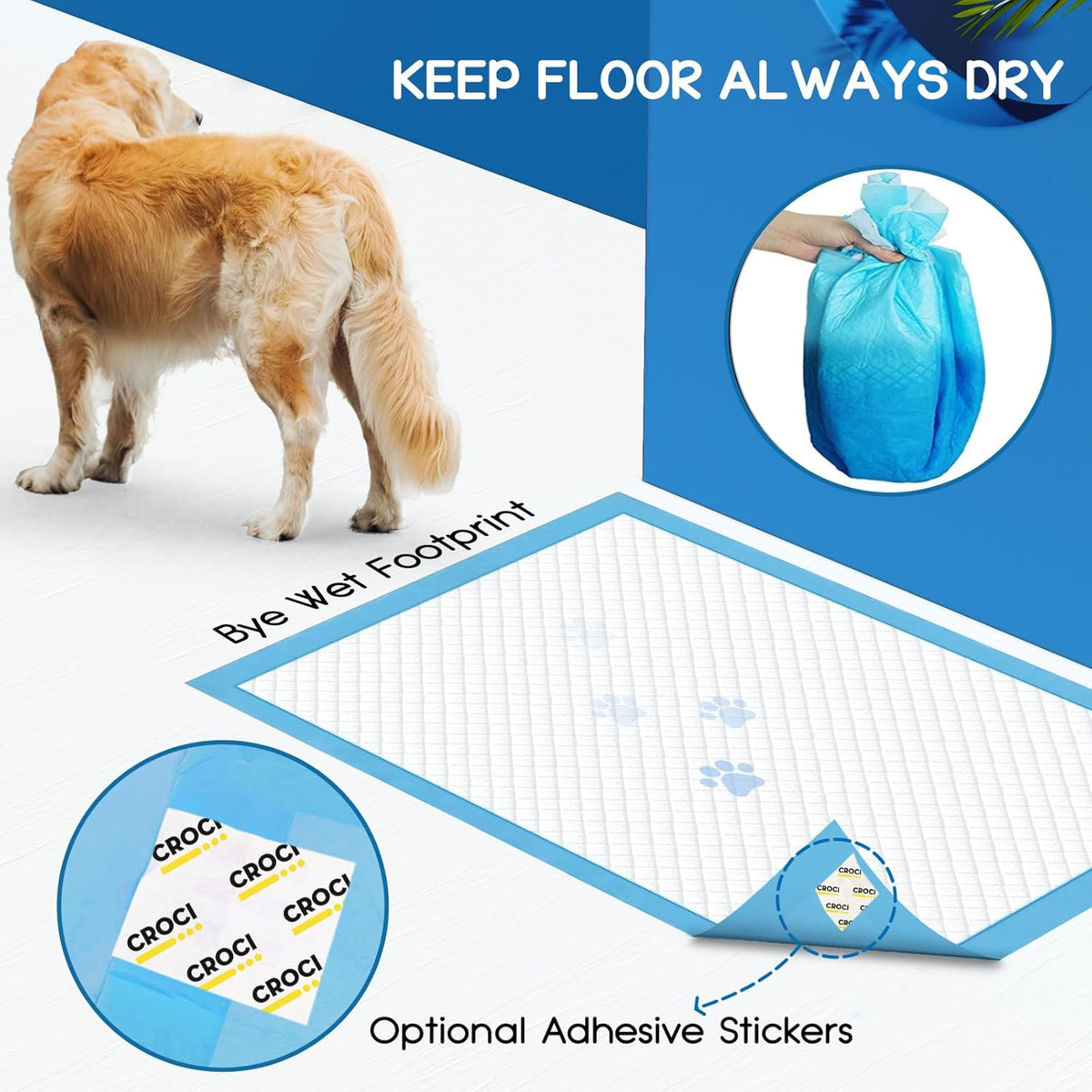 CROCI Dog Pee Pads 36x36in Extra Large, Wee Wee Pads for Dogs Super Absorbent Up to 10 Cups