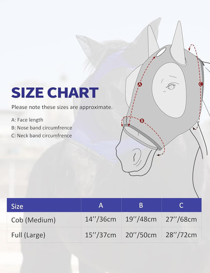 Harrison Howard Horse Fly Mask with Forelock Opening Stretch Breathable and Comfortable for Horses