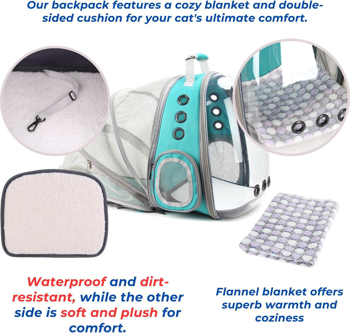 Lollimeow Cat Carrier Backpack, Bubble Expandable Backpack Carrier, Pets and Small