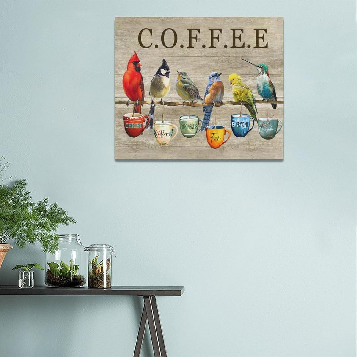 Rustic Bird Coffee Wall Art Kitchen Christ Coffee Pictures Wall Decor Farmhouse Cardinal