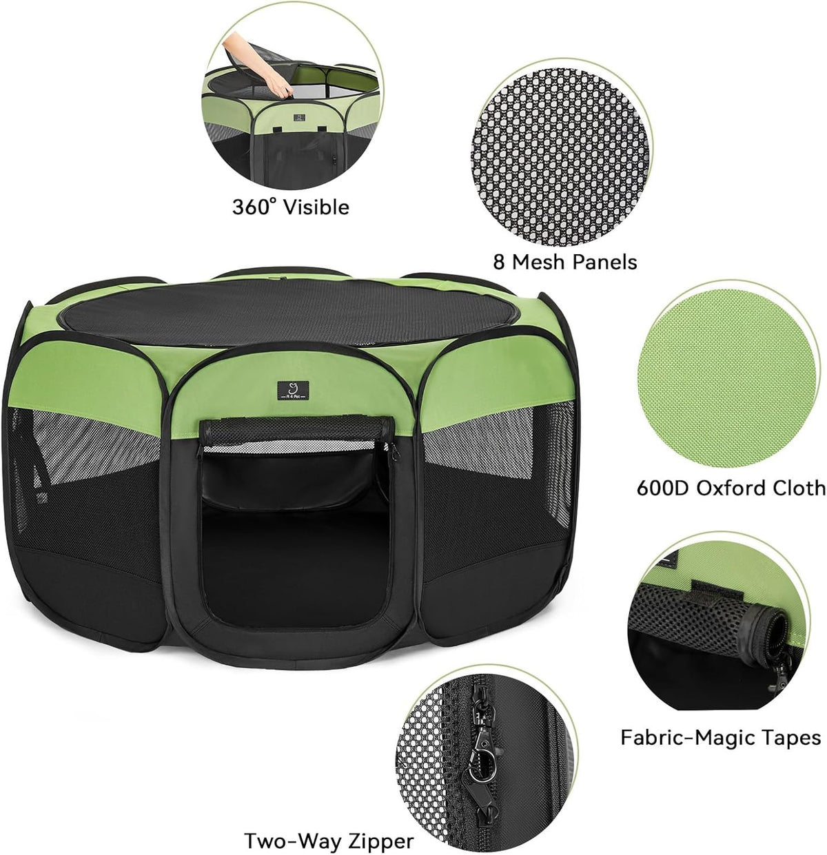 A4Pet Portable Pet Playpen, 49” Pop Up Dog Playpen with Bowl, Suitable for Puppies, Kittens, and