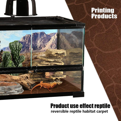 2 Pack Reptile Carpet Desert Reptile Mat & Reversible Substrate, Terrarium Liner Bedding, for