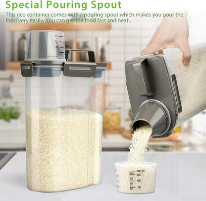 Rice Airtight Storage Container, 3 to 5Lbs Cereal Dry Food Flour Bin, Pet Dog Cat Food Dispenser