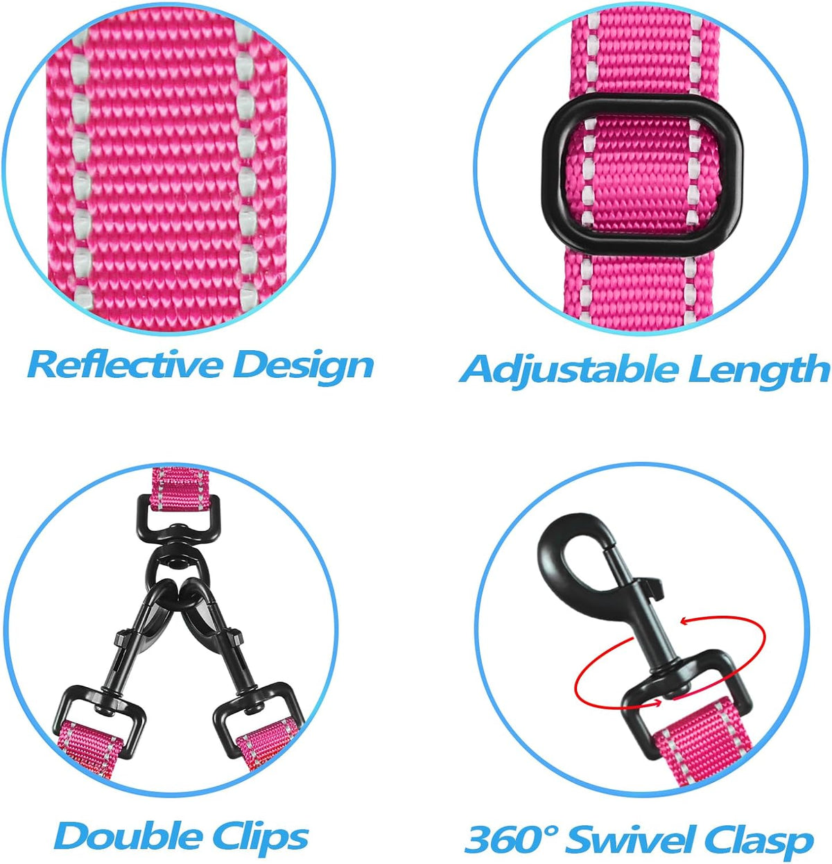 PetBonus Double Dog Leash, No Tangle Dual Leash, Reflective Walking Training Lead, 4 Comfortable