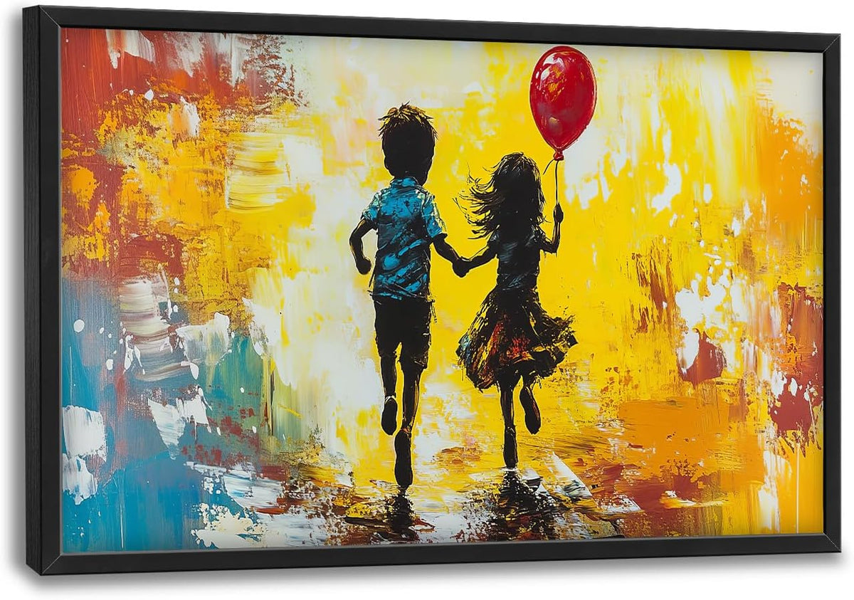 Framed Large Banksy Wall Art for Living Room, Oversized Colorful Graffiti Children Wall Decor