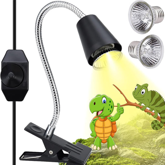 Reptile Heat Lamp Bulbs 110V, 2-Pack UVA/UVB Light for Turtles, 360° Rotatable Heating Lamp for