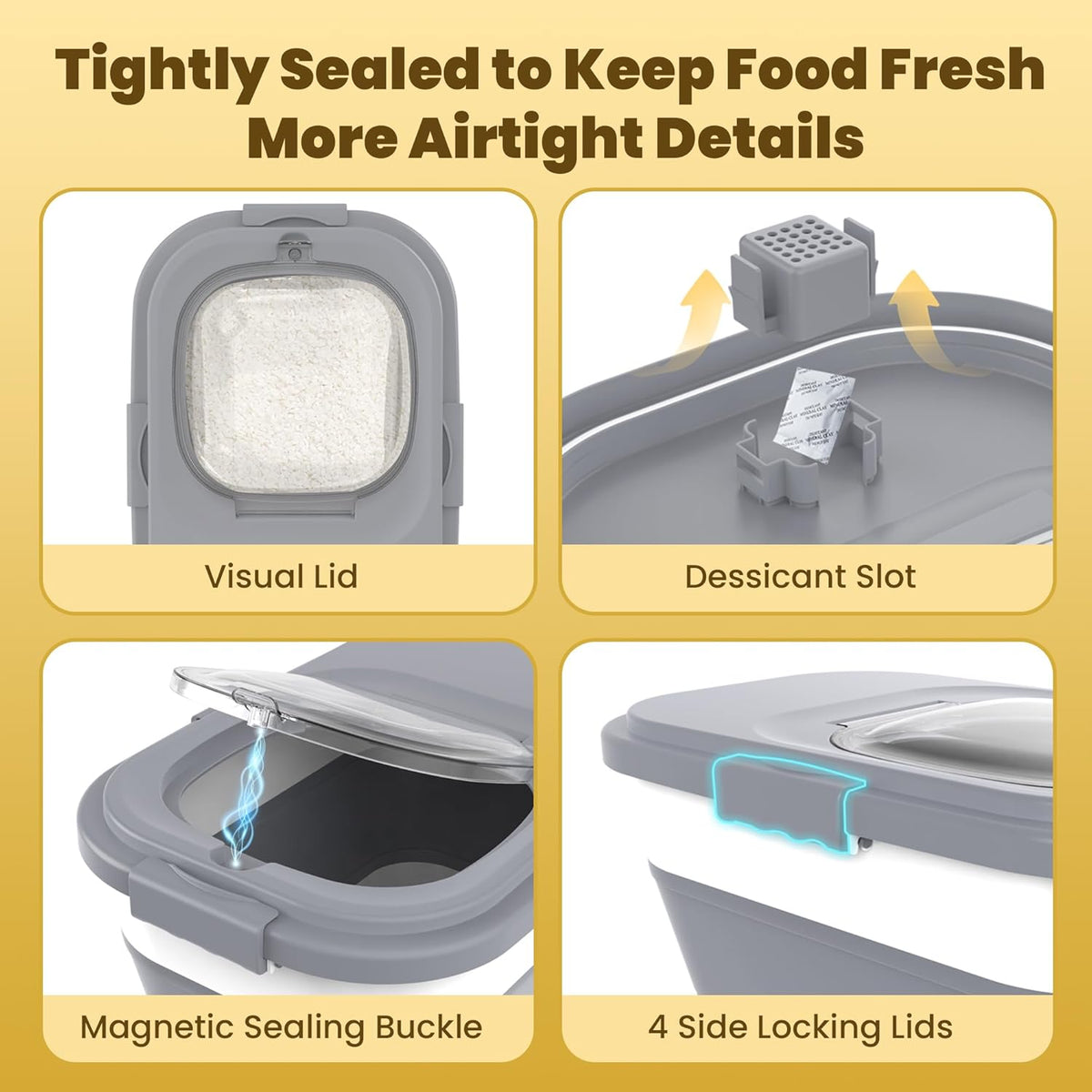 HOYTAMDA 30-40Lbs Rice Container,Collapsible Airtight Food Storage Containers with