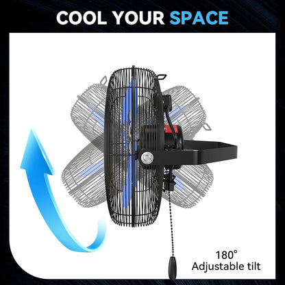 12 IN High Velocity Wall Mount Fan, 3 Speed Industrial Wall Fan with Sealed Motor, 2500 CFM