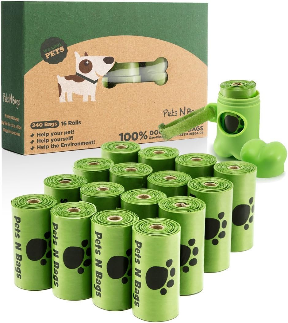 Poop Bags, Environment Friendly Pets N Bags Dog Waste Bags, Biodegradable, Refill Rolls, Includes