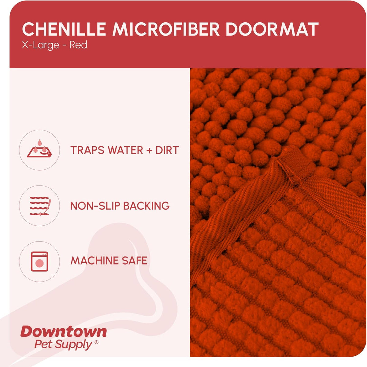 My Doggy Place Microfiber Dog Mat for Muddy Paws, 60" x 36" Red - Non-Slip, Absorbent and