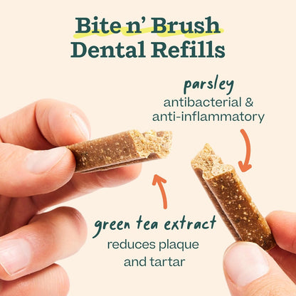 WOOF - Bite n' Brush Refills for The Dog Toothbrush Toy - Scrub Plaque and Tartar from Your Dog's