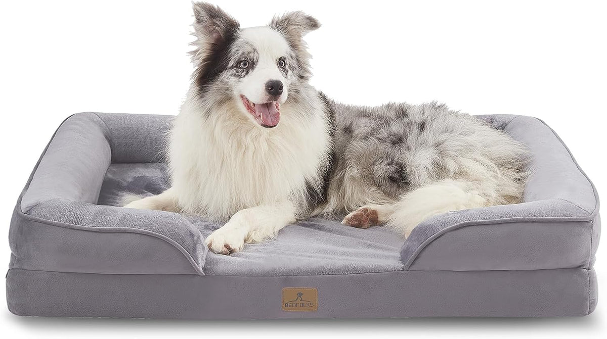 Bedfolks Orthopedic Dog Bed, Big Waterproof Dog Sofa Bed for Large Dogs, Egg Foam Pet Couch Bed
