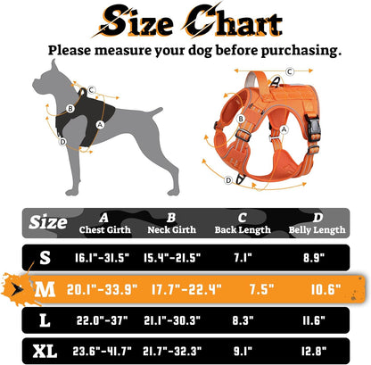 rabbitgoo Dog Harness Medium Sized No Pull, Tactical Service Pet Vest with Molle and Control