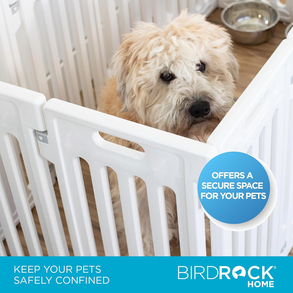 BIRDROCK HOME Dog Playpen w/Door, 8 Panel, 25.6in H | Strong Plastic, Non-Slip Puppy Playpen