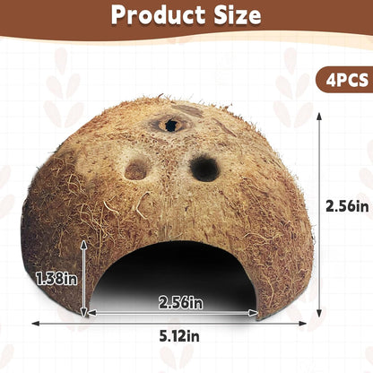 PINVNBY Natural Coconut Reptile Hideouts Lizard, Coco Hut Hermit Crab Hut Aquarium Fish Hide Cave