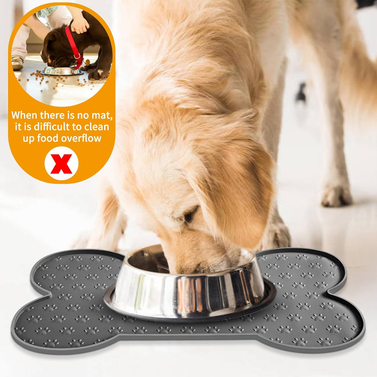 Dog Food Mat Anti-Slip Silicone Dog Bowl Mat Thicker Pet Placemat Waterproof Cat Feeder Pad with