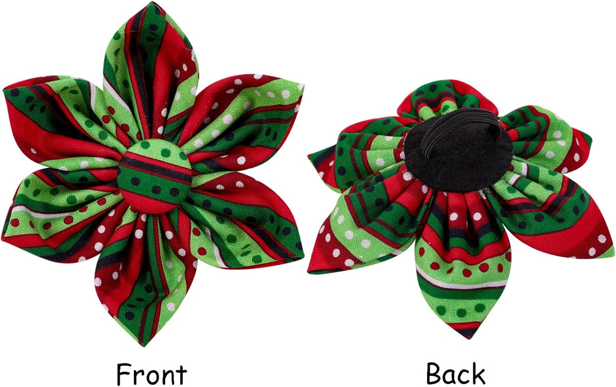 Lionet Paws Christmas Dog Collar with Flower, Dog Flower Collar with Metal Buckle for Dogs