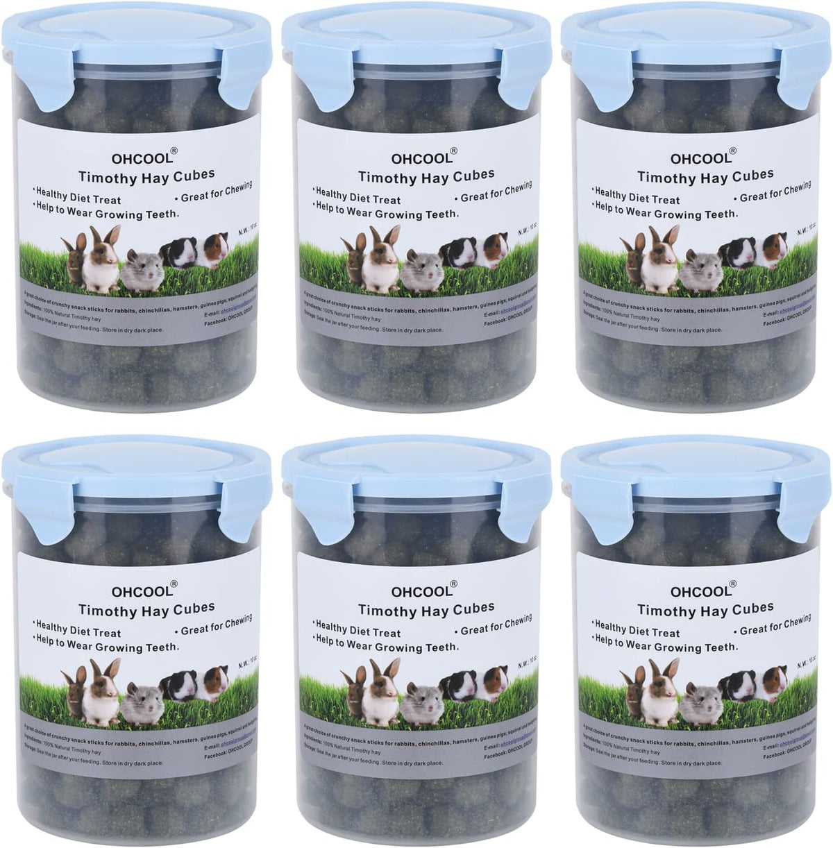 Timothy Hay Cubes 60 oz (6 * 10 oz) with Small Size - Timothy Grass Pellets for Tortoises Rabbits