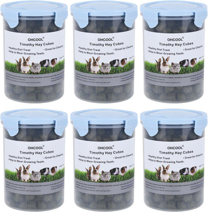 Timothy Hay Cubes 60 oz (6 * 10 oz) with Small Size - Timothy Grass Pellets for Tortoises Rabbits