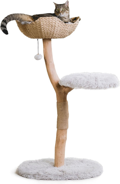 Wooden Cat Tree Tower, Modern Single Branch Cat Condo, Wood Cat Tree, Cat Climbing, Furniture for