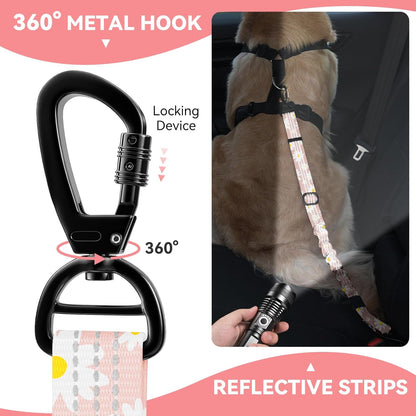 Pawaboo 2Pack Dog Seatbelt for Car, 3-in-1 Dog Car Seat Belt Bungee, Dogs Tether for Cars with