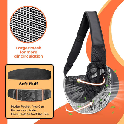 YUDODO Pet Sling Carrier for Small Dogs & Cats – Hands-Free Puppy Carrier with Safety Hook, Large