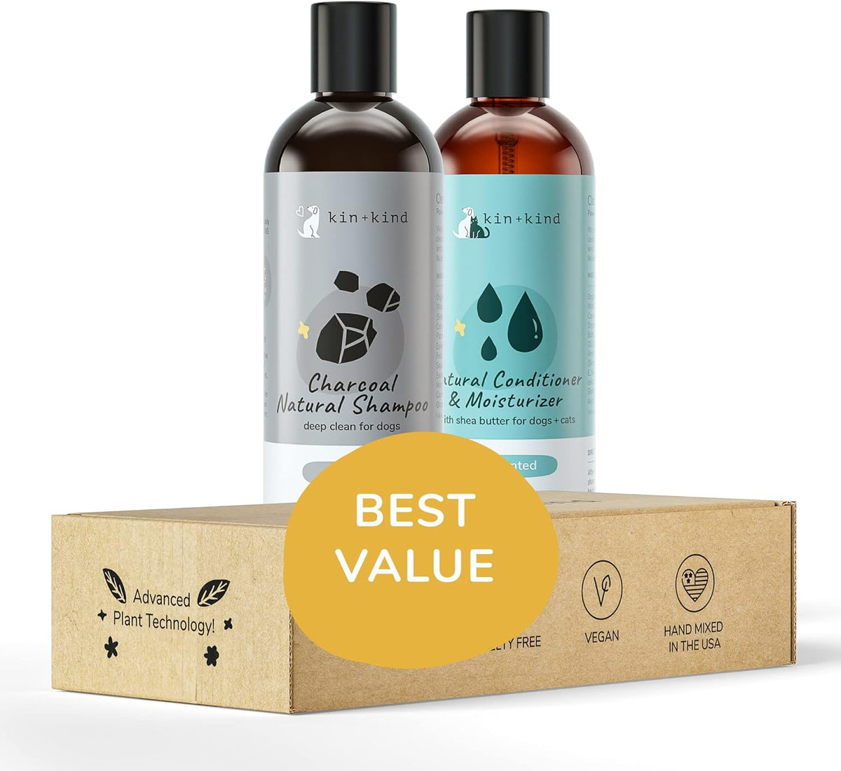 kin+kind Natural Pet Shampoo + Conditioner for Itchy Dogs and Cats - Dog Shampoo for Itchy Skin