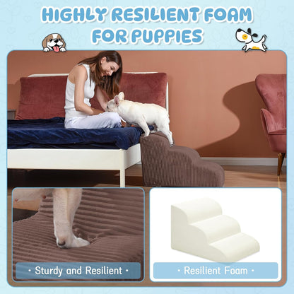 Dog Stairs & Steps for High Beds, 2 Steps High Density Foam Waterproof Dog Ramp for Small Dogs and