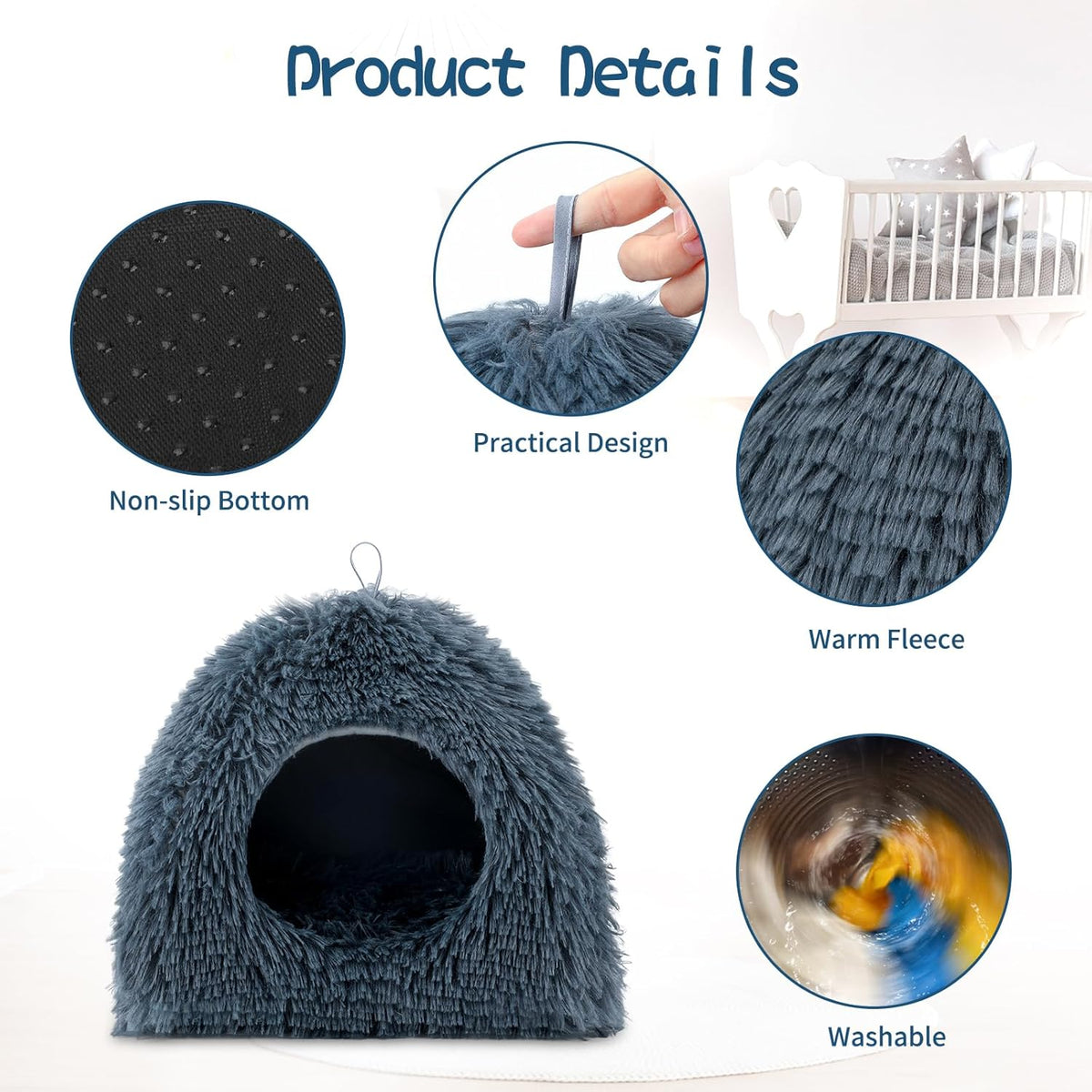 YUEPET Guinea Pig Bed Plush Calming Hideout, Warm Rabbit Hide for Hamsters Hedgehogs Ferrets Dwarf