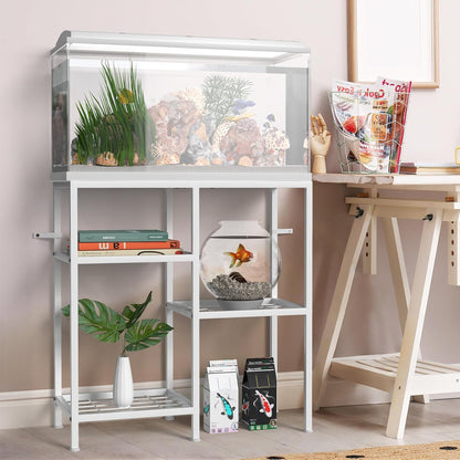20 Gallon Fish Tank Stand White Metal Aquarium Stand Turtle Tank Stand Reptile Tank Stands 3 Tier