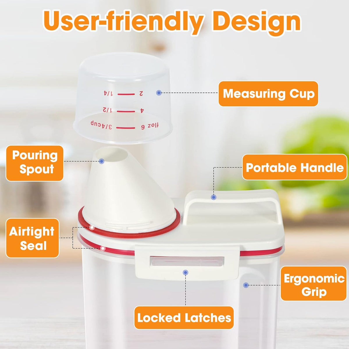TBMax 2 Pack Rice Storage Containers 4 Lbs, Small Rice Dispenser with Measuring Cup, Cereal