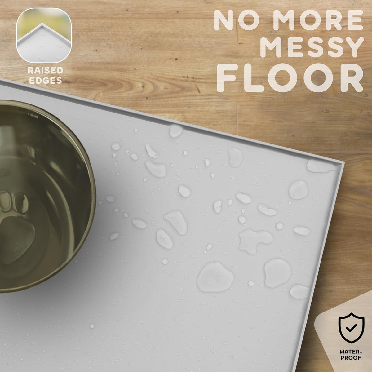 Dog Food Mat - Raised Edges Dogs Mat for Food and Water Prevent Spill, Waterproof Cat Food Mats