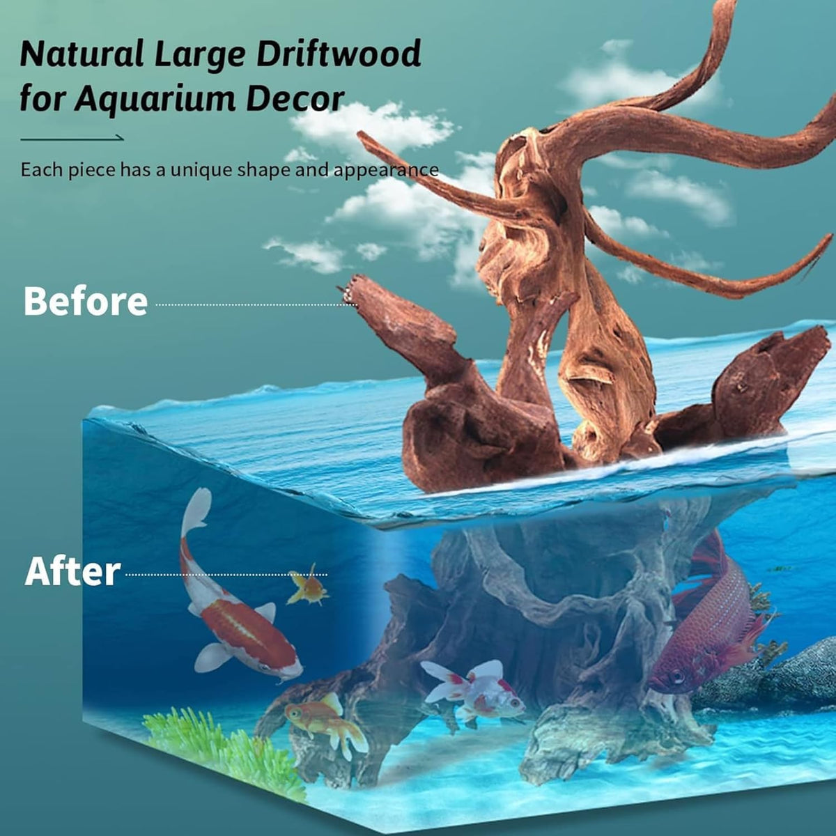 Hamiledyi Large Natural Driftwood for Aquarium 12-18 Inch Driftwood Branches Fish Tank Decoration