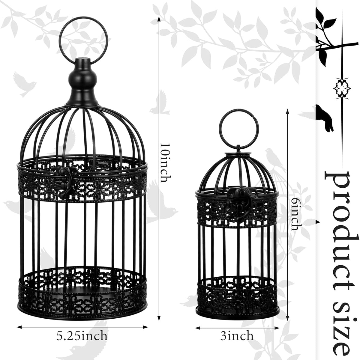 Sliner 4 Pcs Bird Cage Decorative Candle Holder Vintage Candle Holder Cage Lanterns Model for
