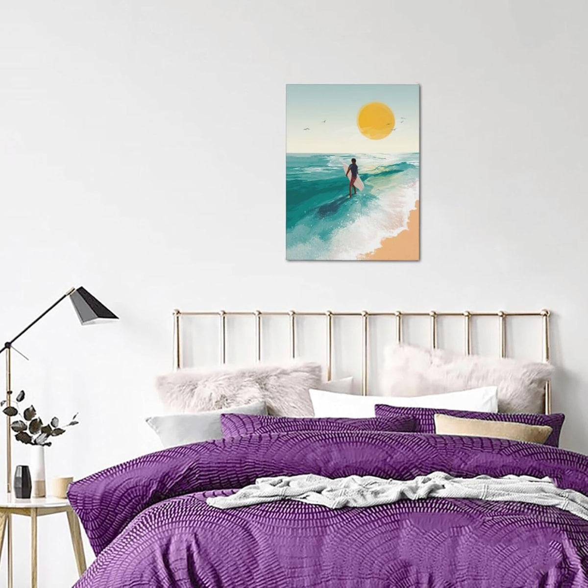 Beach Surfing Wall Art Ocean Coastal Wave Canvas Wall Decor Summer Nature Seascape Pictures