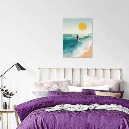 Beach Surfing Wall Art Ocean Coastal Wave Canvas Wall Decor Summer Nature Seascape Pictures