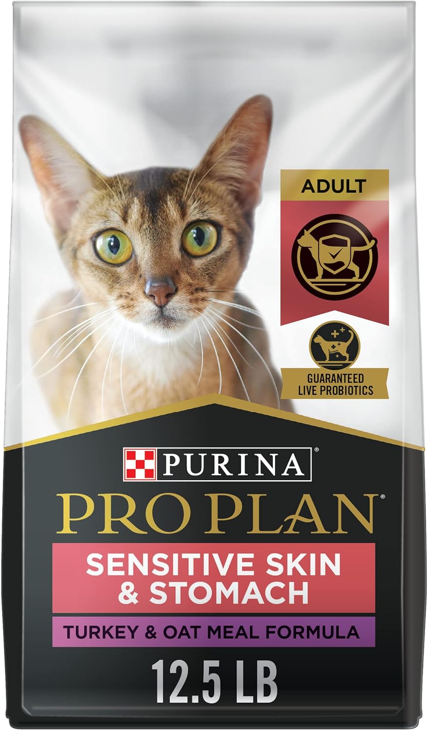 Purina Pro Plan With Probiotics, Sensitive Skin & Stomach, Natural Dry Cat Food, Turkey & Oat Meal