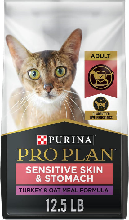 Purina Pro Plan With Probiotics, Sensitive Skin & Stomach, Natural Dry Cat Food, Turkey & Oat Meal